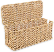 Cable Management Box, Handmade Rattan Cable Organizer with 2 Open Slots, Cord Hi picture
