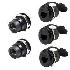 5 PCS CAT6 RJ45 Bulkhead Coupler Female To Female Zinc Alloy Waterproof Cap picture