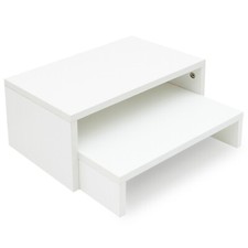 2 Pack Monitor Stand Riser,Wood 2 Tier Adjustable for 2 Monitors/Laptop/PC White picture