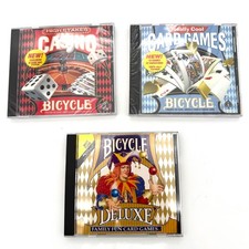 Bicycle PC CD-ROM Lot 3 Card Games Casino Deluxe Family Fun Windows 95/98 2 Seal picture