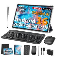 10 Inch Tablet with Keyboard - Android 16 Tablet with 26GB+256GB+2TB Black picture
