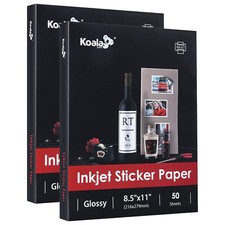Koala Glossy Sticker Paper for Inkjet, Adhesive Photo Paper 8.5x11 100 Sheets picture