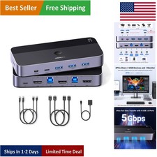 Compact HDMI KVM Switch: 1 Monitor, 2 Computers, 4 USB 3.0—Stunning 4K Quality picture