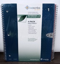 LIVESCRIBE DOT PAPER NOTEBOOK 1-4 COLLEGE RULED 4-PACK SINGLE SUBJECT 80 SHEETS picture