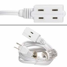 20 Pack of 12Ft 3-Outlet Power Extension Cord White 16AWG/2 picture