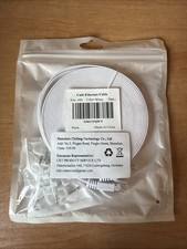 10M White Flat-Wire CAT6 Ethernet Cable Slim Low Profile 32.8 Feet with Nails picture