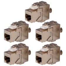 5x Keystone Jack Cat6A RJ45 FTP Toolfree 180-Degree Die Cast Shielded Module picture