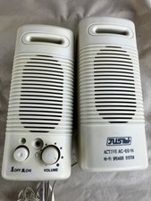 JUSTer Active DC-691A Computer Speakers- Vintage Used Tested W/ Cables Lo-fi picture