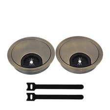 2 x Desk Grommets Zinc Alloy for Office Home Computer Desk Multimedia Classroom picture