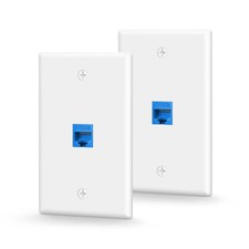 Ethernet Wall Plate 1-Port Keystone Jack RJ45 Inline Coupler Cat6 Blue 2 Pack picture