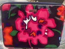 Kate Spade IPad Sleeve Pouch Navy/Pink Floral Zip Top picture