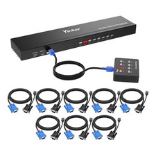 Yinker 1U Rackmount KVM Console VGA 8 Port + 8 KVM Cables, 8x1 USB VGA KVM Sw... picture
