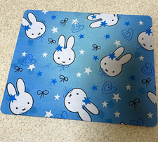 Blue & White Bunny Patterned Mouse Pad - Cute Rabbit Design Desk Mouse Mat picture
