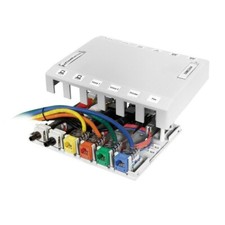 SET OF 5 HUBBELL PREMISE WIRING HSB12W Surface Mount Box,12 Ports,White picture