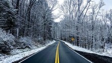 Landscape nature forest snow road winter Custom Gaming Mat Desk picture
