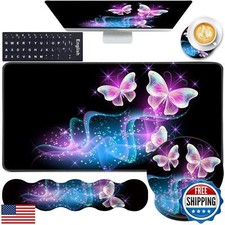 CICPLKSE Mouse Pad,Large Pink Desk Mat, 4in1 XXL Mousepad + Keyboard Wrist Re picture