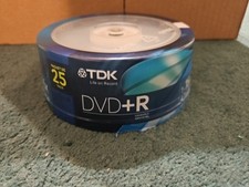 TDK DVD+R47FCB25 DVD+R 1-16X 4.7GB Recordable DVDs Blank Media 25 Pack Sealed picture