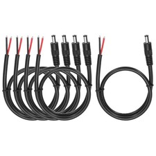 5 PCS DC Power Pigtails Cable 5.5mm x 2.5mm Male Barrel Plug Bare Wire 50cm picture