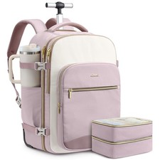 LOVEVOOK Rolling Backpack with 56L-3Pcs-Luggage, Light Purple-beige-purple picture