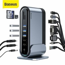 Baseus Type C HUB USB 3.0 RJ45 3 HDMI Dock Hub Splitter for MacBook Pro/PC picture
