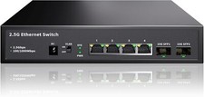 6-Port 2.5G Unmanaged Ethernet Switch 4X 2.5G Base-T Ports 2X 10G SFP 60Gb picture