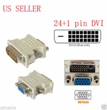 DVI-D 24+1 25 Pin Male To VGA 15 Pin SVGA Female Video Monitor Adapter Converter picture