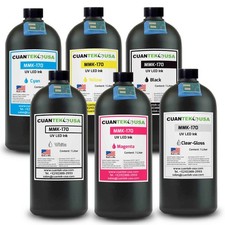 Mimaki LUS-170 Compatible UV LED 1000ml Ink Bottles CMYKW CL - MADE IN USA picture