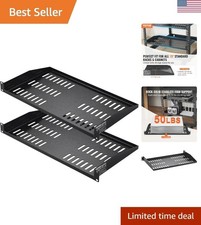2PCS 1U Server Rack Shelf, Universal Vented Rack Mount Cantilever Tray for 19... picture