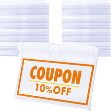 Storage Bin Labels Clip On, 60-Pack Clear Plastic Label Clips with 80 Tags picture