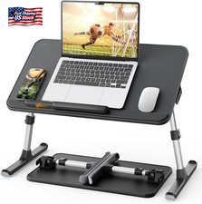 SAIJI Non-Slip Leather Laptop Bed Tray Table,Lap Desk with Laptop Stopper picture