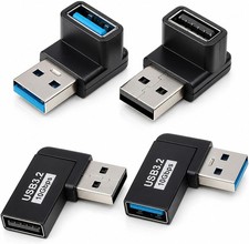 4 Pack 90 Degree USB 3.0 Adapter Male to Female Right Angle Extender Connector picture