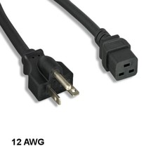 [Lot10] 15Ft Black Heavy Duty Power Cord NEMA 6-20P to IEC60320 C19 12AWG 20A/25 picture