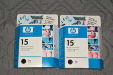 NOS Genuine HP 15 Black Ink Cartridges C6615DC Lot of 2 OEM Boxes Sealed picture