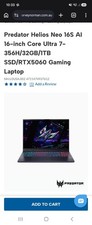 Acer Predator Helios Neo 16S AI 16in Ultra 7-356H 32GB 1TB RTX 5060 Black picture