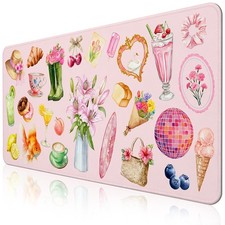 Pink Floral Mouse Pad Large 35.4×15.7 Aesthetic Cute Desk Mat for Women Girls... picture
