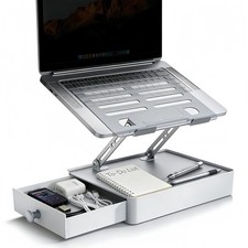 YUMFUN Laptop Stand with Storage Drawer, Heavy-Duty Metal Laptop Riser for Desk, picture