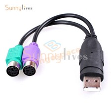 Dual PS/2 PS2 Female to USB Male Cable Adapter Converter For Keyboard Mouse picture