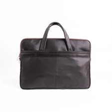 Genuine Leather Slim Laptop Bag 16” MacBook Briefcase Shoulder Strap Work Office picture