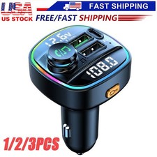 Bluetooth 5.0 Car Wireless FM Transmitter Adapter USB PD Charger AUX Hands LOT picture