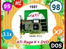 RETRO DOS Game PCI Video Card✔️3D Charger✔️ATi 3D RAGE II+DVD✔️Vintage 1997 picture