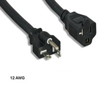 LOT 10pcs 10ft 12 AWG Power Extension Cord NEMA 5-20P to 5-20R 20A/125V SJT Blk picture