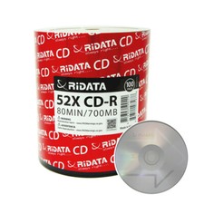 100 Ridata CD-R 52X 700MB/80Min Branded Silver Logo Blank Media Recordable Disc picture
