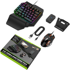 Half Hand Gaming Keyboard and Mouse Combo, 4 in 1 Mobile Game Combo Pack, Mobile picture