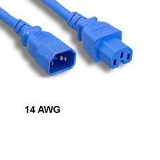 Kentek Blue 3Ft IEC-60320 C14 to C15 Power Cable 14AWG 15A for PDU UPS Server picture