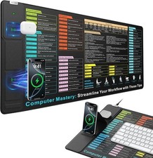 XXL Wireless Charging Mouse Pad Desk Mat w/ Phone Holder 31.5x15.8 Waterproof picture