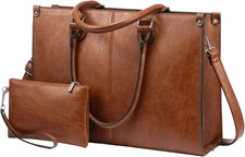 Laptop Tote Bag for Women  15.6 Inch Large Capacity Vintage Leather Waterproof W picture