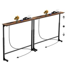 90 Inch Narrow Console Table with Outlet,Adjustable Height(25