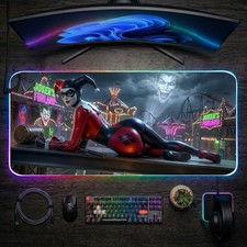 DC Mouse Pad, Harley Quinn LED RGB Desk Mat, Gamer Room Decor picture