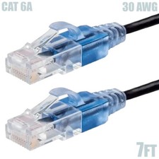 7FT CAT6A RJ45 Network LAN Ethernet UTP Cable Cord Snagless Boot 30AWG Black picture