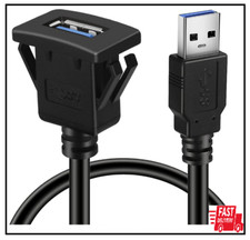 BATIGE Square Single Port USB 3.0 Panel Flush Mount Extension Cable with Buckle picture